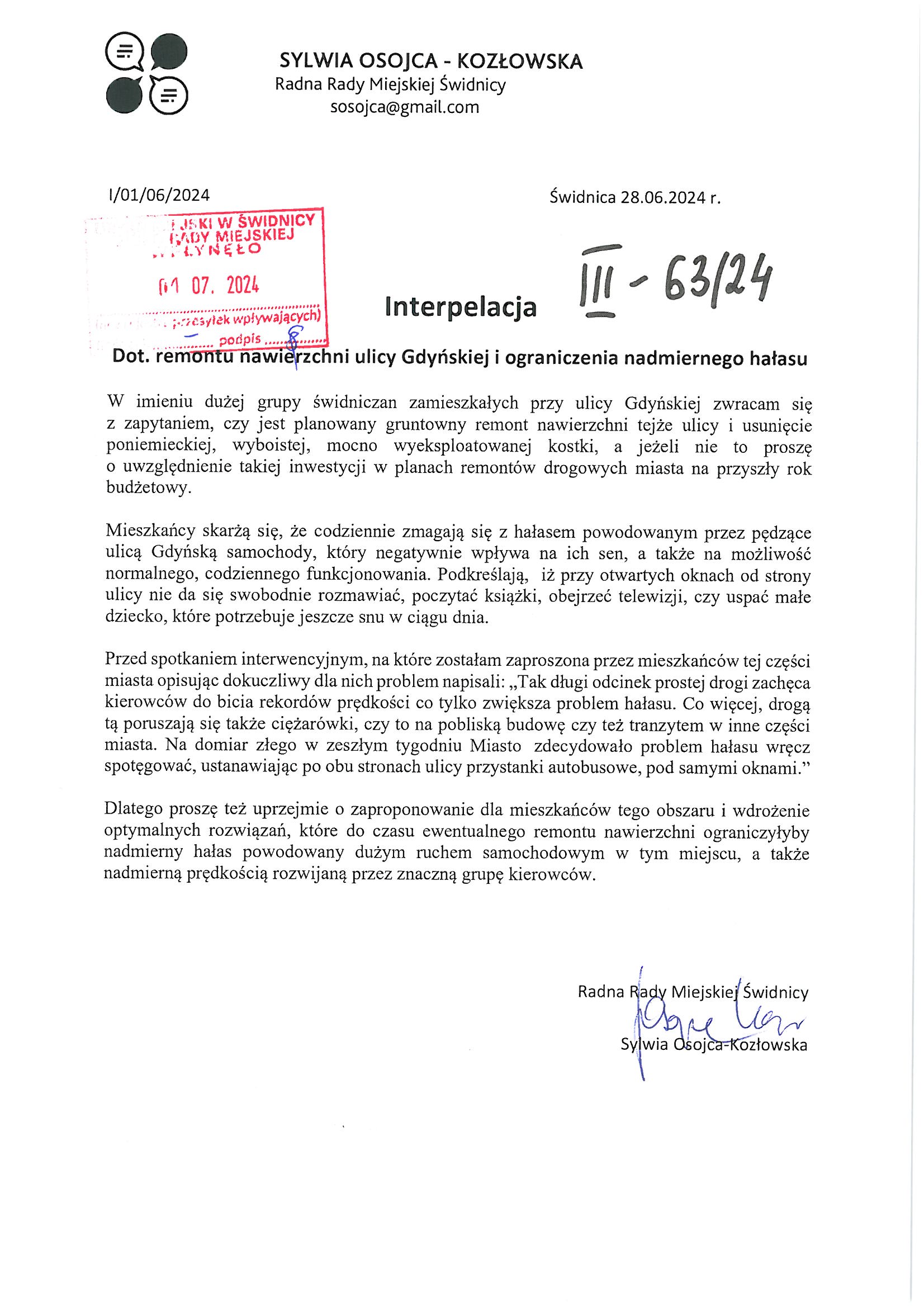 interpelacja nr III 63 24