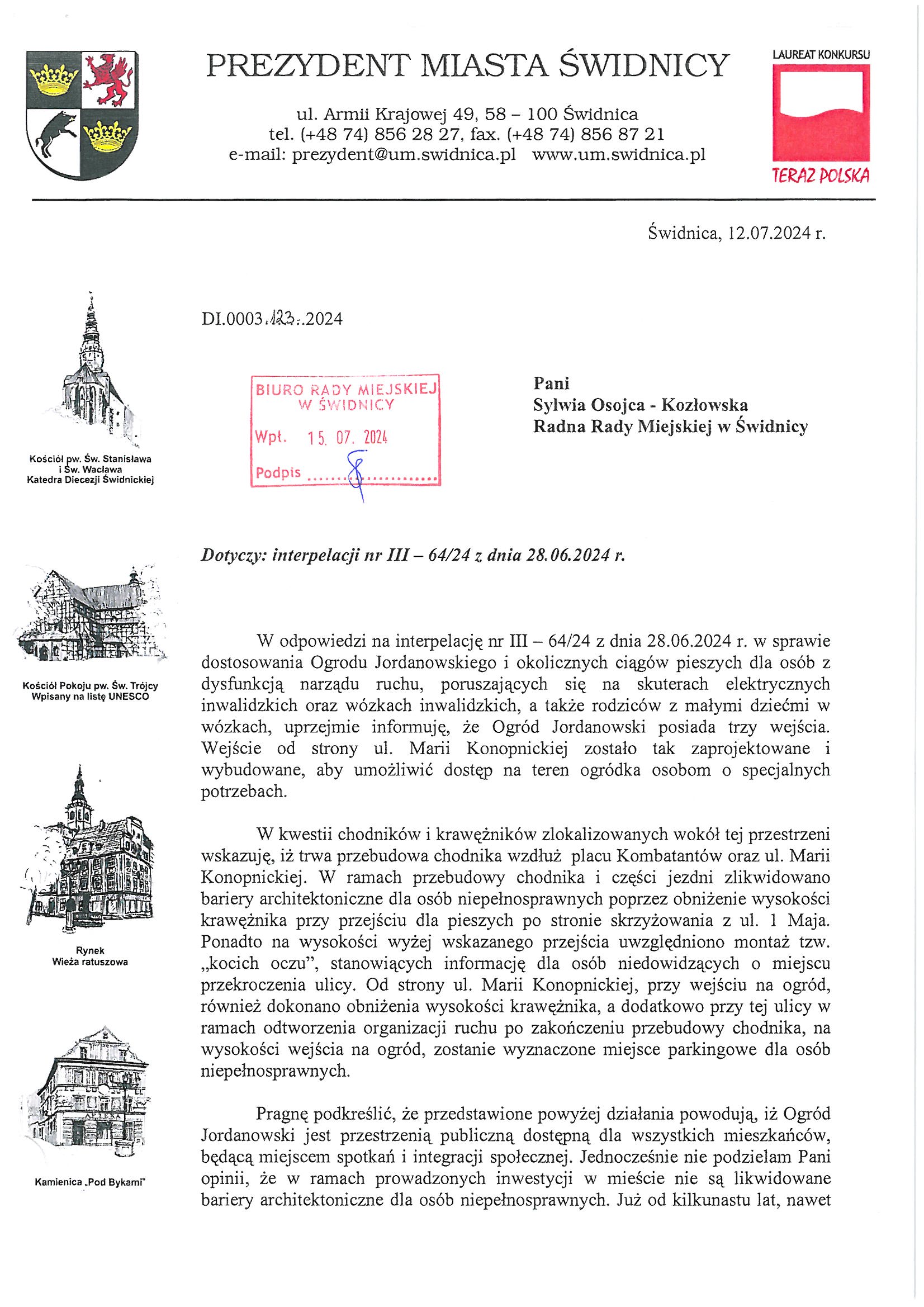 interpelacja nr III 64 24 odpowiedz Strona 1