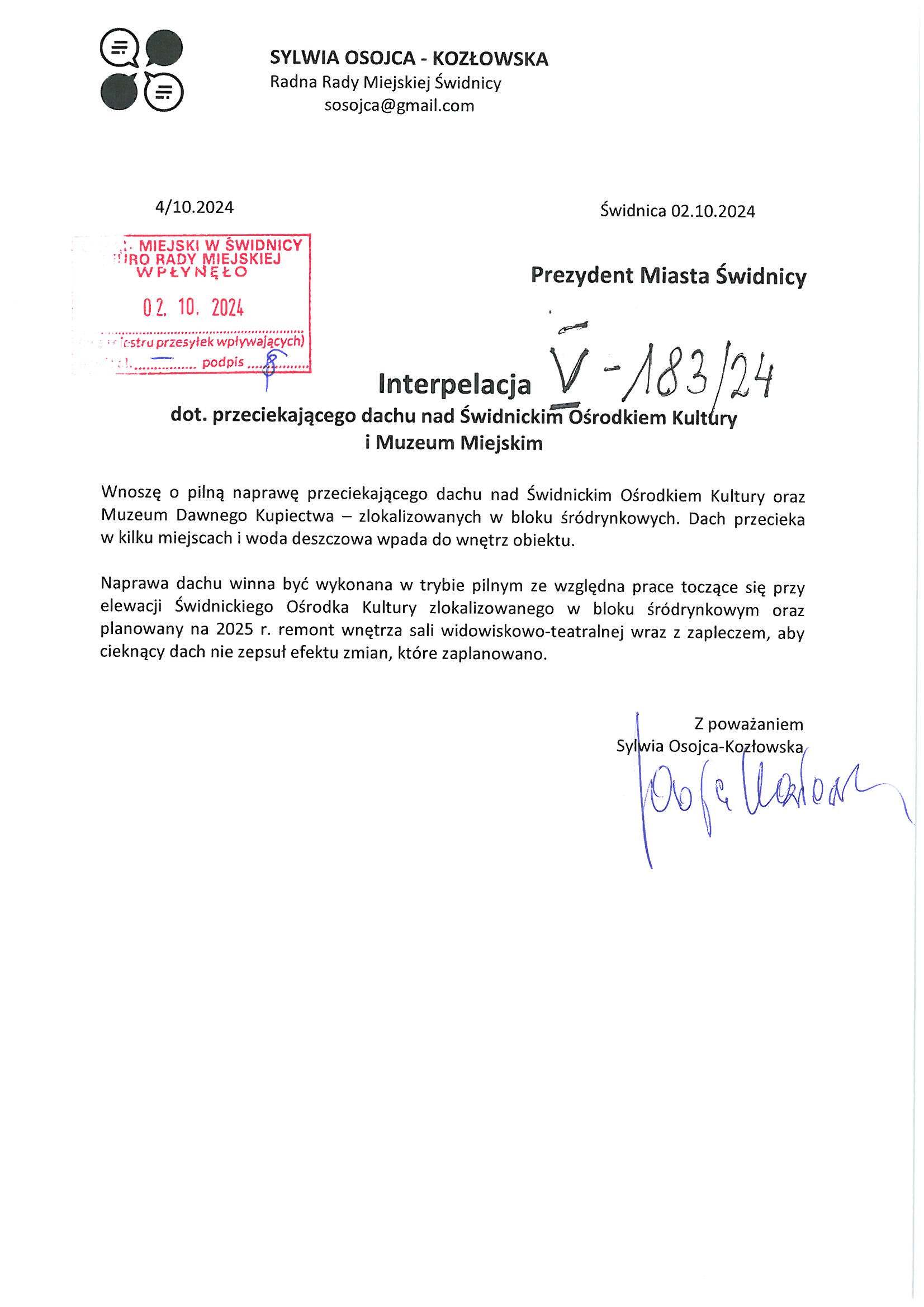 interpelacja nr V 183 24