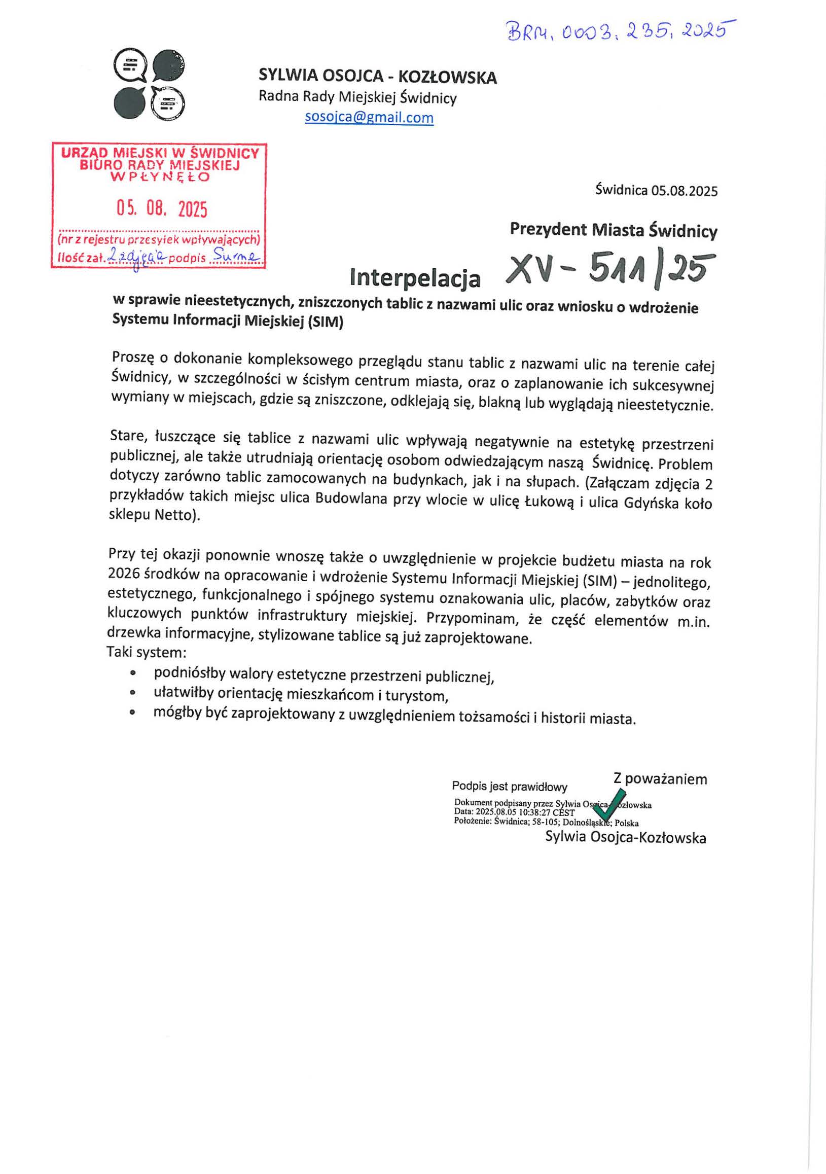 interpelacja nr XV 511 25 Strona 1