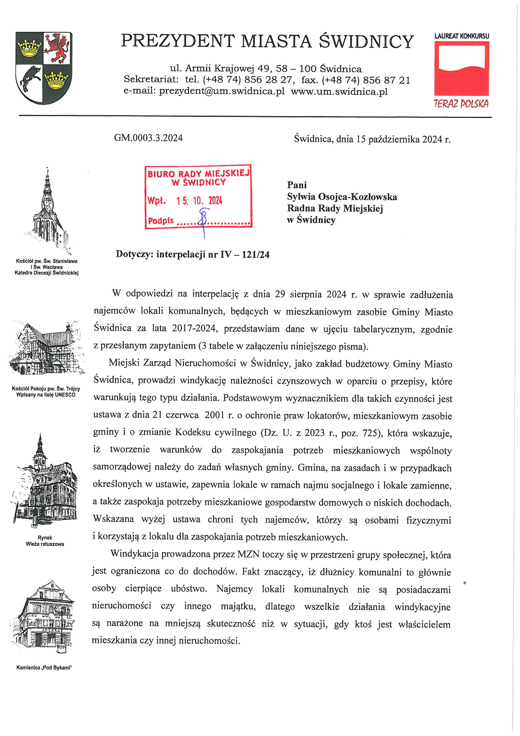 odpowiedz na interpelacje nr IV 121 24 2 Strona 1