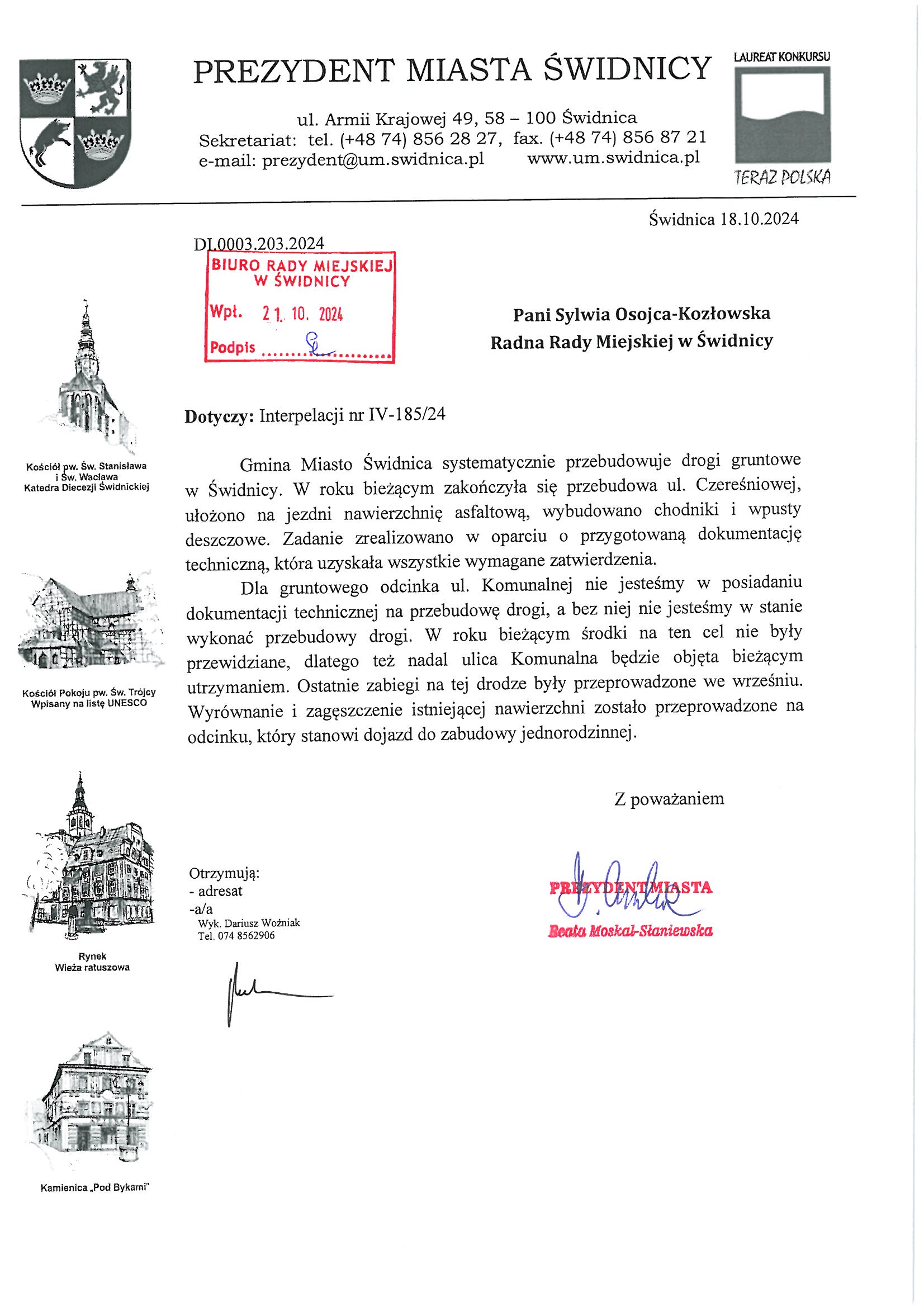 odpowiedz na interpelacje nr IV 185 24