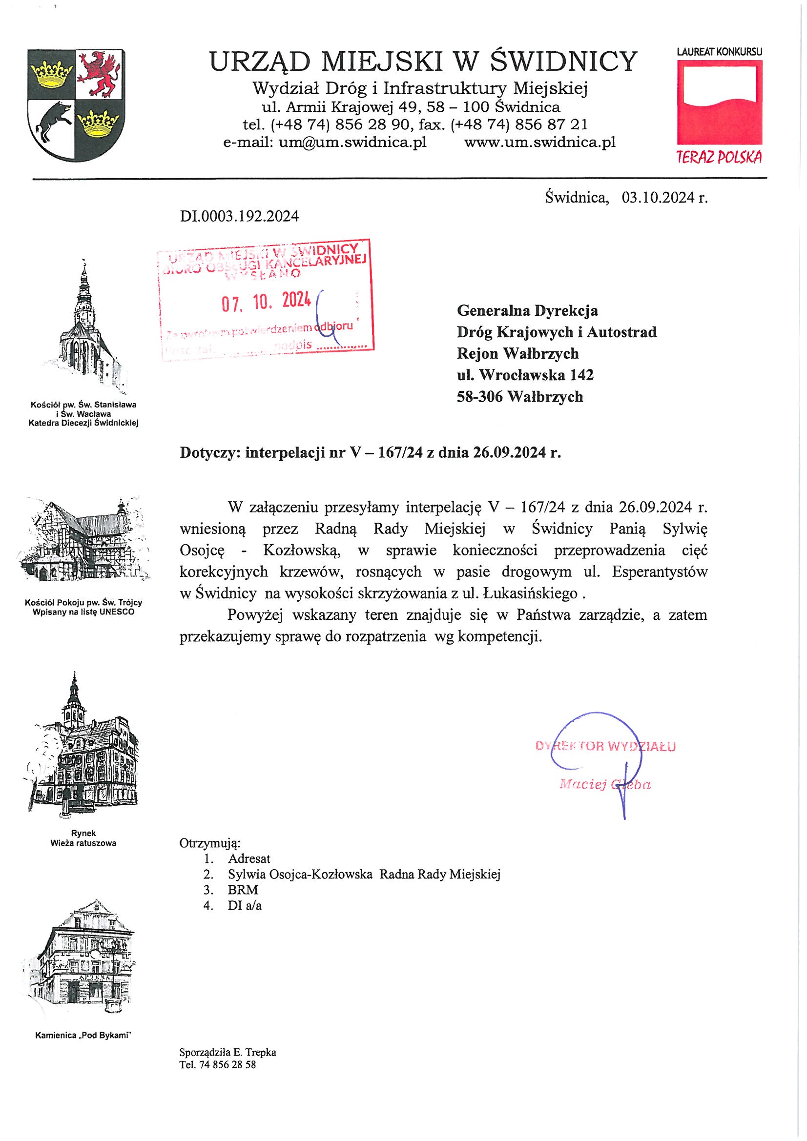 odpowiedz na interpelacje nr V 167 24 Strona 2
