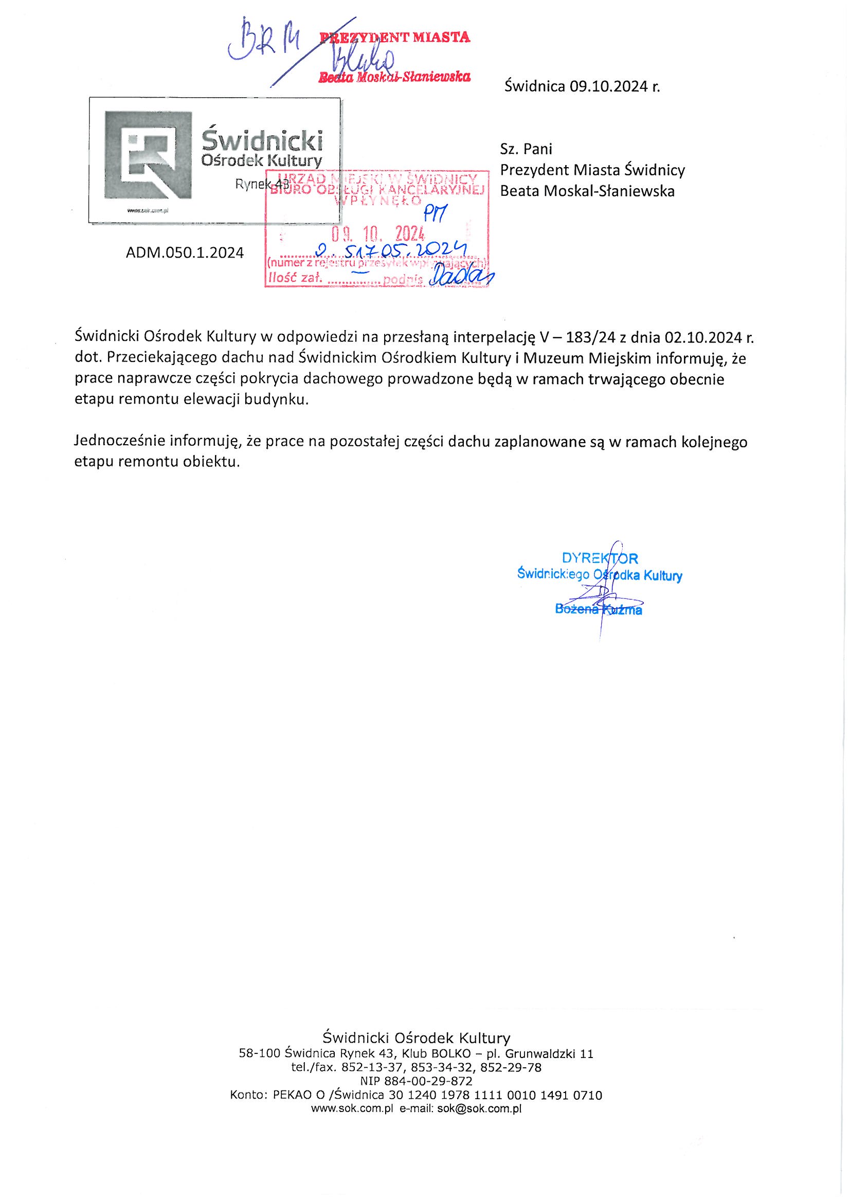 odpowiedz na interpelacje nr V 183 24 Strona 2